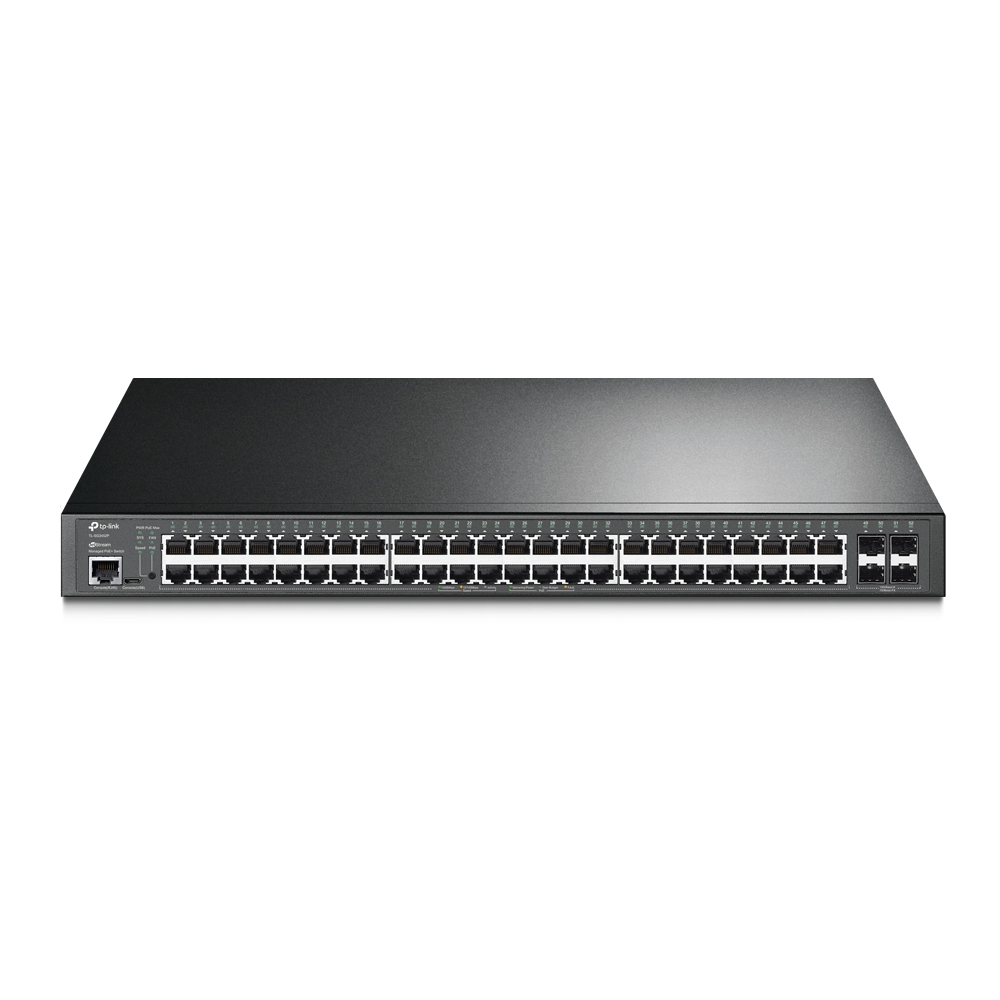 TP-Link SG3452P Omada 52-Port GE L2+ Managed Switch with 48-Port PoE+,48×GE PoE+ Ports, 4×G SFP Slots,Budget 384W