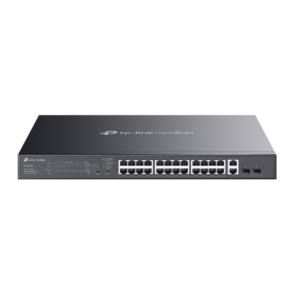 TP-Link ES228GMP Omada 28-Port GE Easy Managed Switch with 24-Port PoE+, Budget 384W