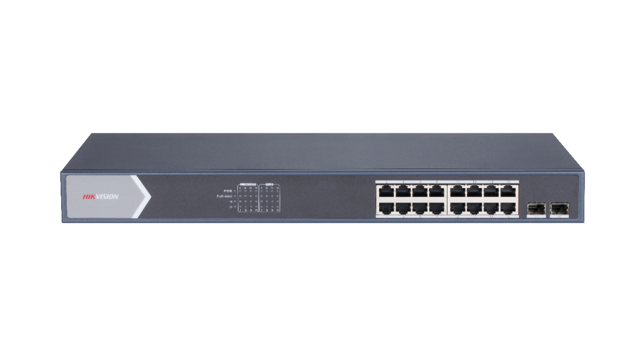 PoE Kommutator DS-3E1518P-SI 16p 2x GB SFP Gigabit Smart Managed POE Switch Hikvision