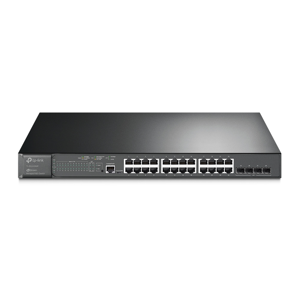 TP-Link SG3428MP Omada 28-Port GE L2+ Managed Switch with 24-Port PoE+,24×GE PoE+ Ports, 4×G SFP Slots,Budget 384W