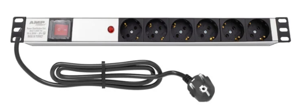 AMP PDU 1104 19"1U 6 WAY  DIN494409 SOCKET ON OFF LIGHTED SWITCHED DIN49441 PLUG ALUMINIUM PROFILE FRAME PDU SH191106131
