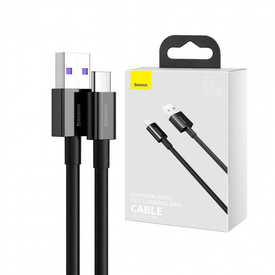 Kabel BASEUS CATYS-01 SUPERIOR SERIES FAST CHARGING DATA CABLE USB TO TYPE-C 66W 1M BLACK