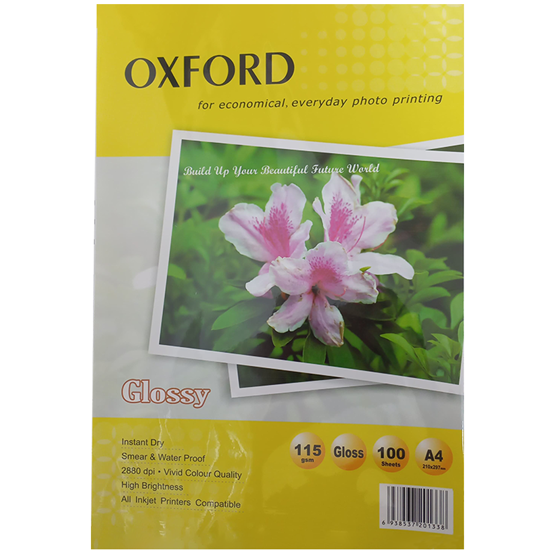 OXFORD GLOSSY 115GSM  A4  100 SHEETS  SMEDIA  PARLAQ FOTO KAGIZ
