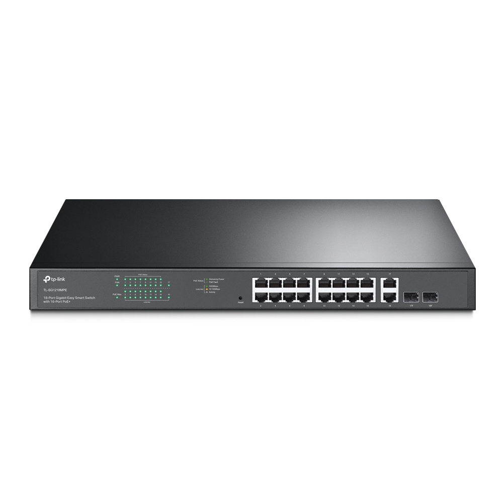 Kommutator TP-LINK TL-SG1218MPE(UN) 16-PORT GIGABT EASY SMART POE+SWITCH WITH 2SFP SLOTS