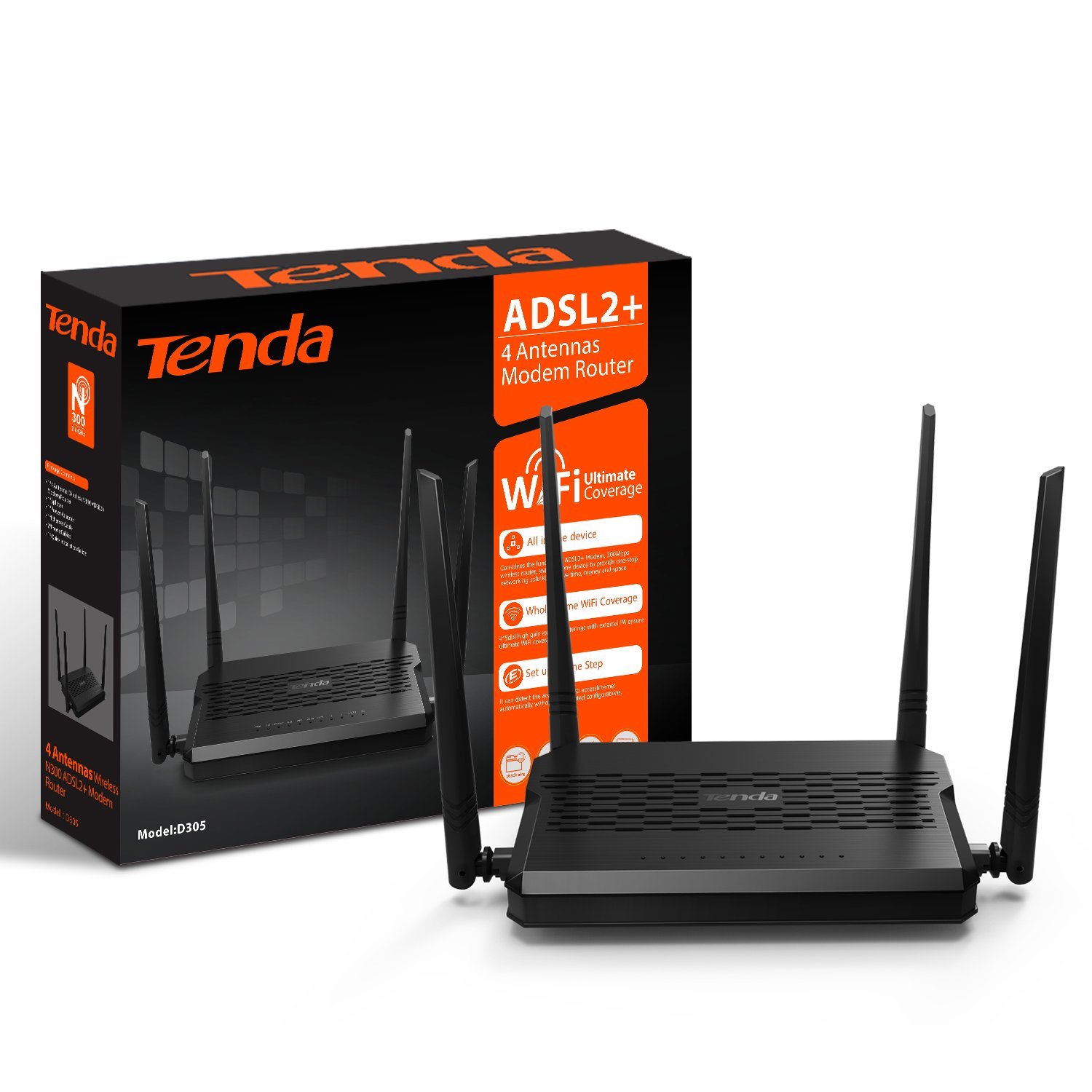 Wi-Fi router TENDA D305 300Mbps BLAZING-FAST STABLE ADSL +MODEM ROUTER
