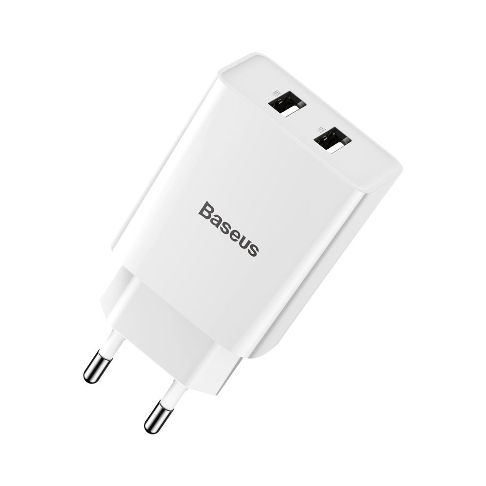 Şəbəkəli enerji toplama cihazı BASEUS CCFS-R02 SPEED MINI DUAL U CHARGER 10.5W(EU) WHITE