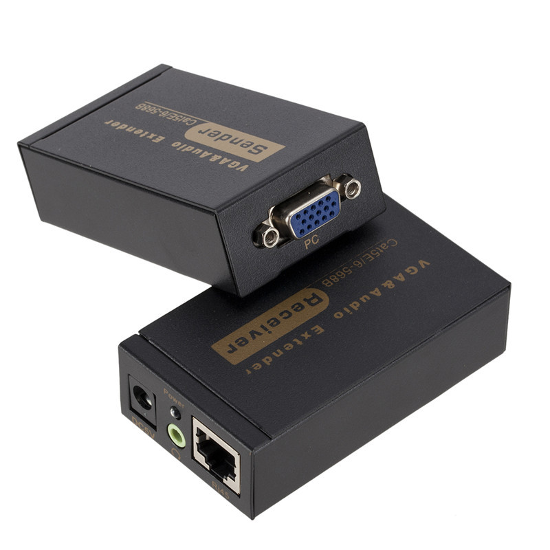Uzadıcı VCOM VGA RJ45 CAT5E/6 EXTENDER ,LENGTH UP TO 100M,METAL CASE,EU TYPE BLACK DD191