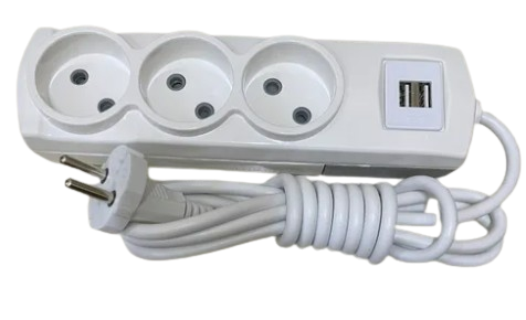 KONZA 3 LÜ USB Lİ TOPRAKSIZ 2 MT KABLOLU GRUP PRİZ 3100-2USB