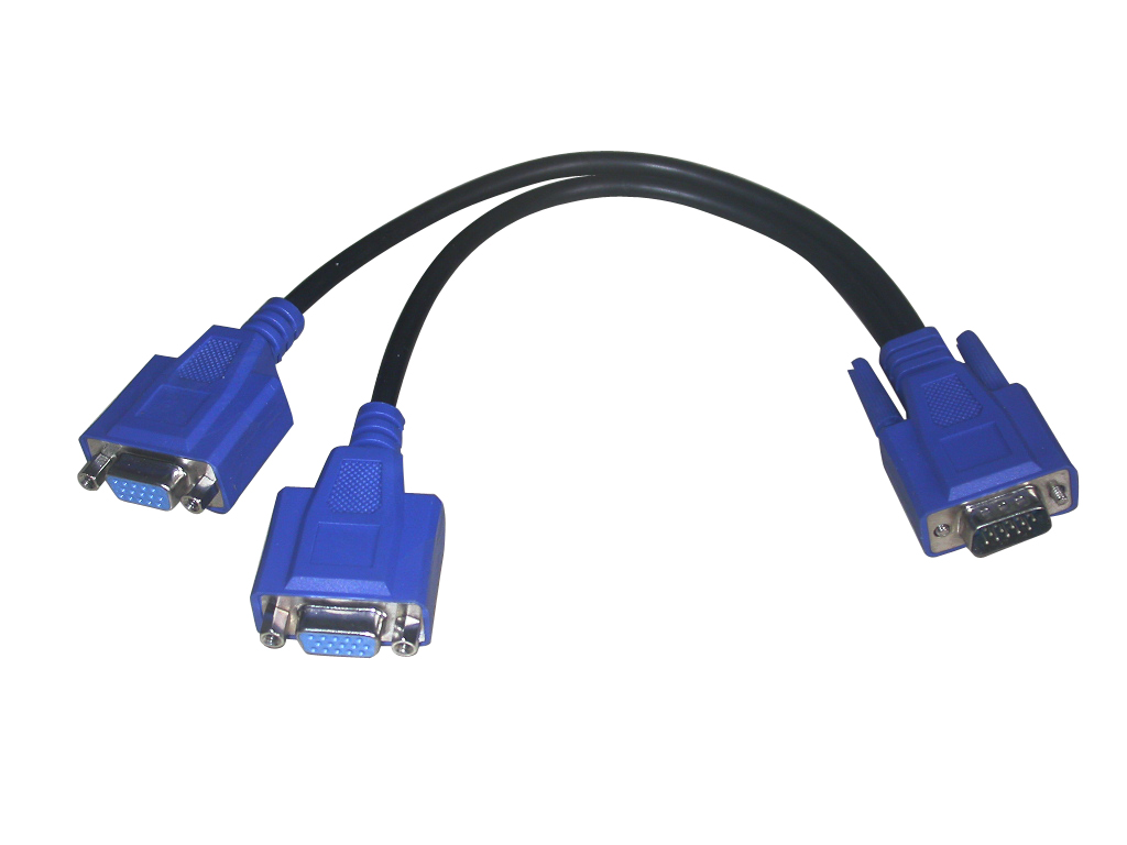 Kabel VCOM CG021-B-0,2 VGA cable HD 15M/2 X HD 15F Beige cable, nickel plated