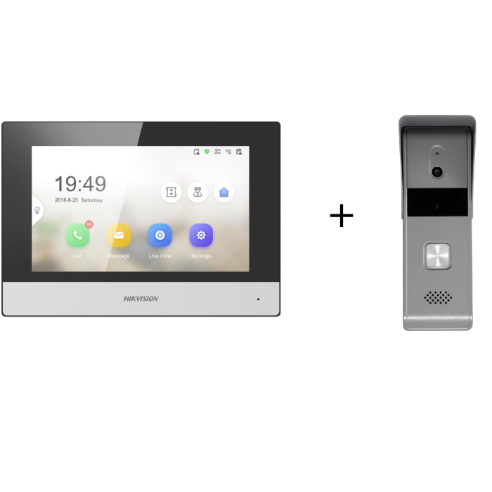 1 eded DS-KH6320-WTDE1 + 1 eded DS-KB2421T-IM HIBRID DOMOFON DESTI HIKVISION