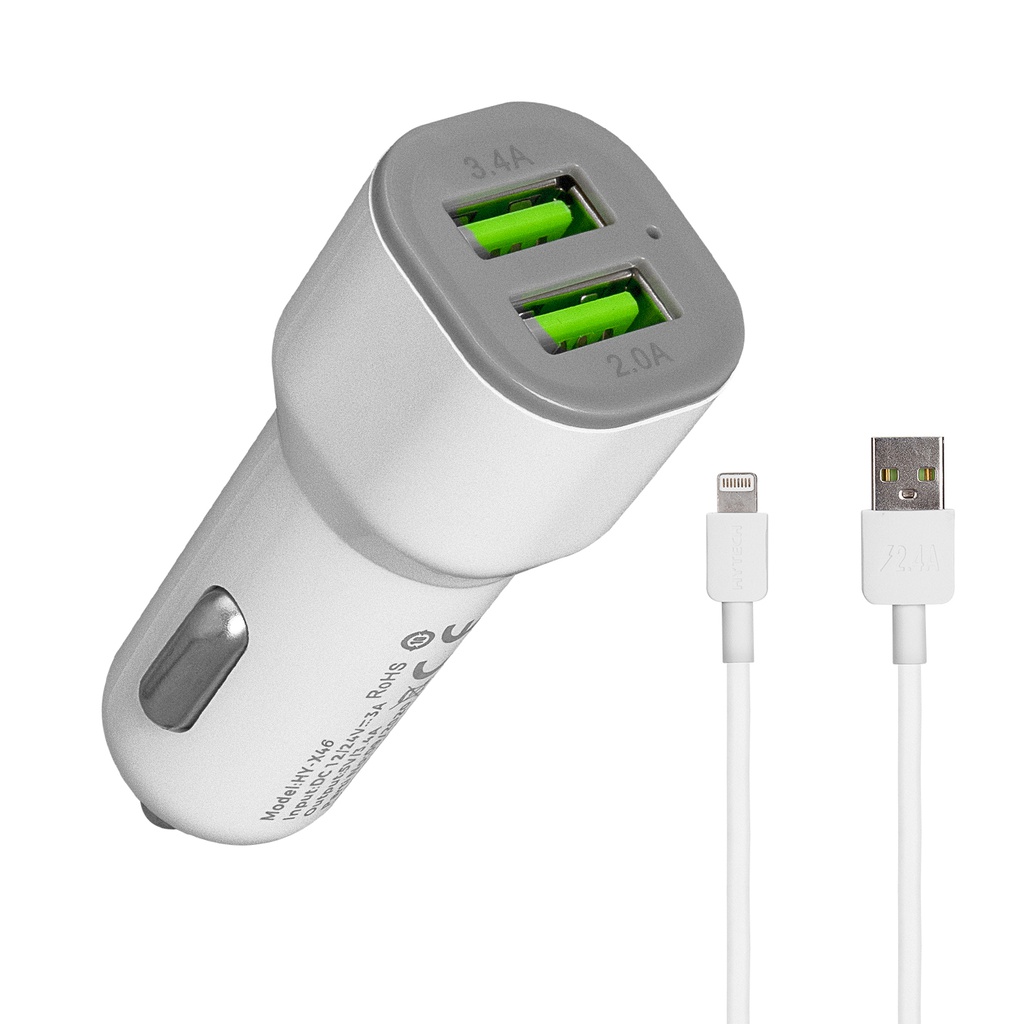 Enerji toplama cihazı SGM Hytech HY-X44 3.4A Quick Charge iPhone Wired 2 USB White Car Charger